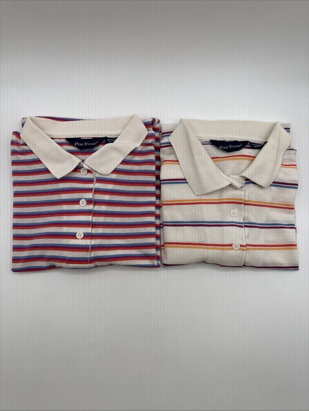 Lot Of 2 VTG 80’s JCPenny Par-Four Stripped Polo Shirts, Women’s XL